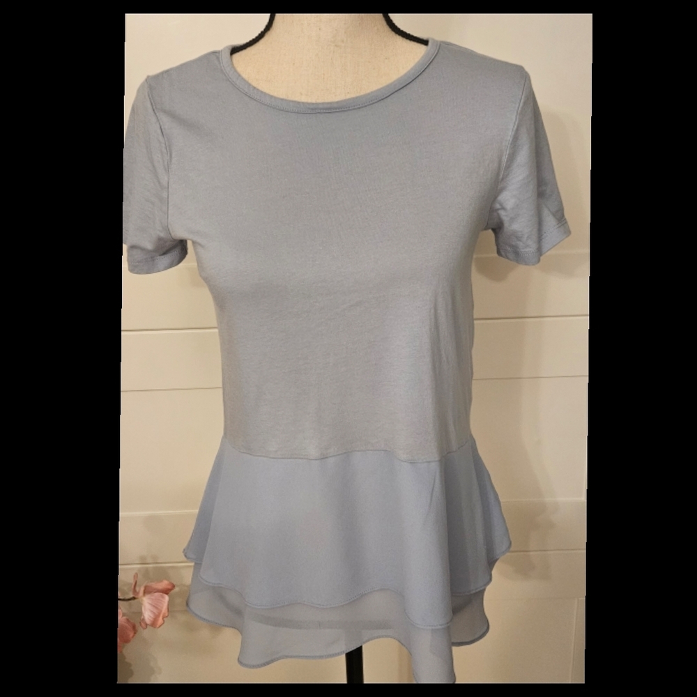 MICHAEL Michael Kors Light Blue Layered Short Sleeve Top